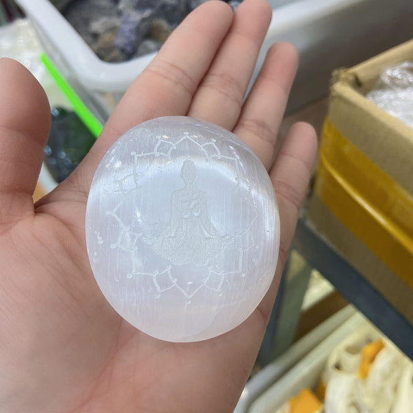 White Selenite Palm Stones-ToShay.org