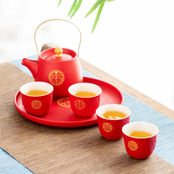 Red Ceramic Tea Set-ToShay.org