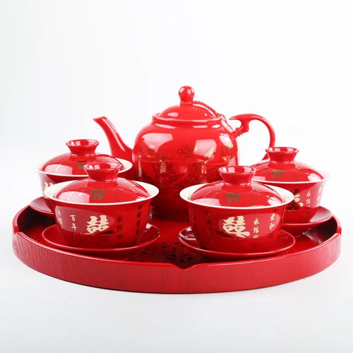 Red Ceramic Tea Set-ToShay.org