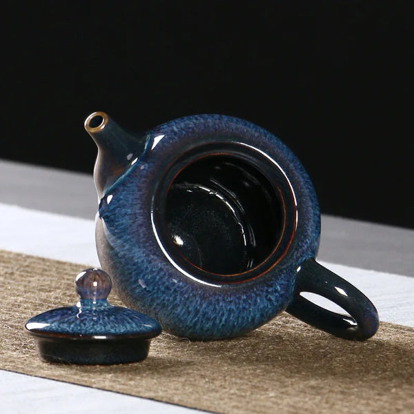 Blue Glazed Ceramic Tea Pot-ToShay.org