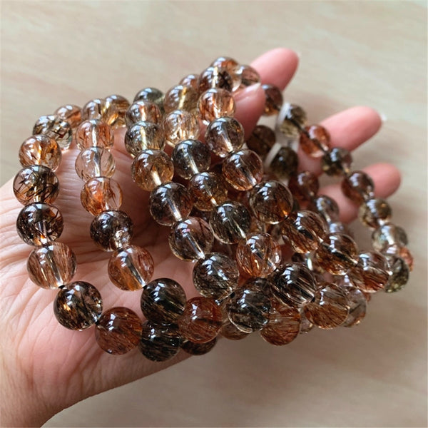 Red Gold Rutilated Quartz Bracelet-ToShay.org