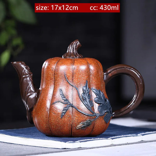 Pumpkin Clay Teapot-ToShay.org