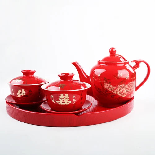 Red Ceramic Tea Set-ToShay.org