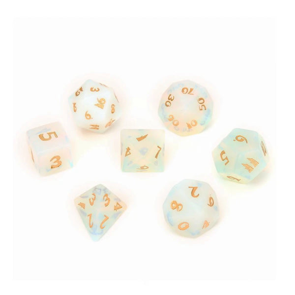 White Opalite Platonic Solid Dice-ToShay.org