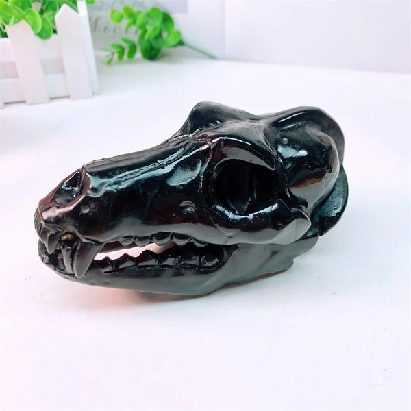 Black Obsidian Dinosaur Skull-ToShay.org