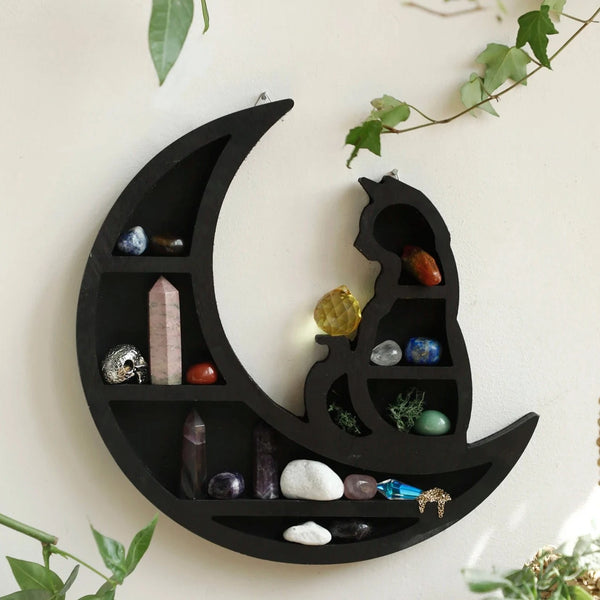 Black Cat Moon Display Shelf-ToShay.org