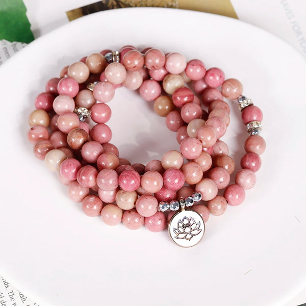 Pink Rhodochrosite Mala Beads-ToShay.org