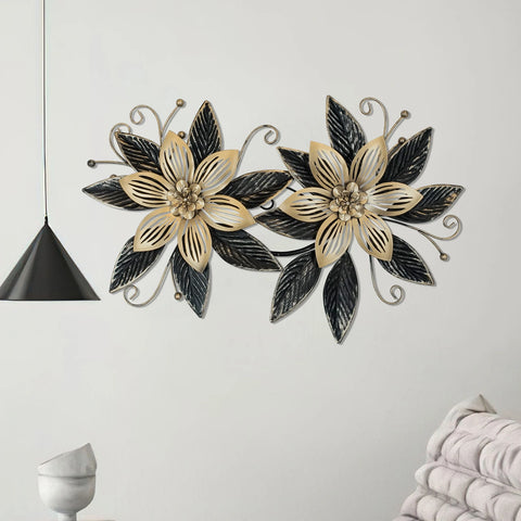 Black Gold Iron Flowers Wall Art-ToShay.org