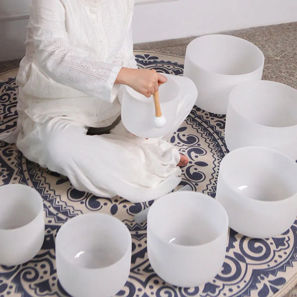 White Frosted Crystal Singing Bowls-ToShay.org