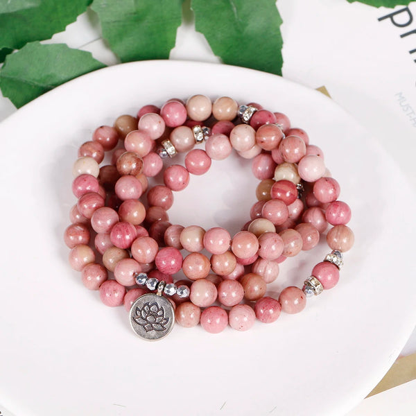 Pink Rhodochrosite Mala Beads-ToShay.org