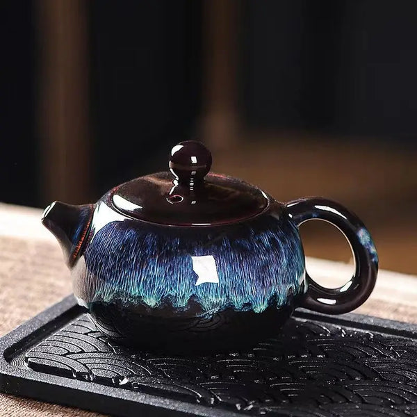 Blue Glazed Ceramic Teapot-ToShay.org