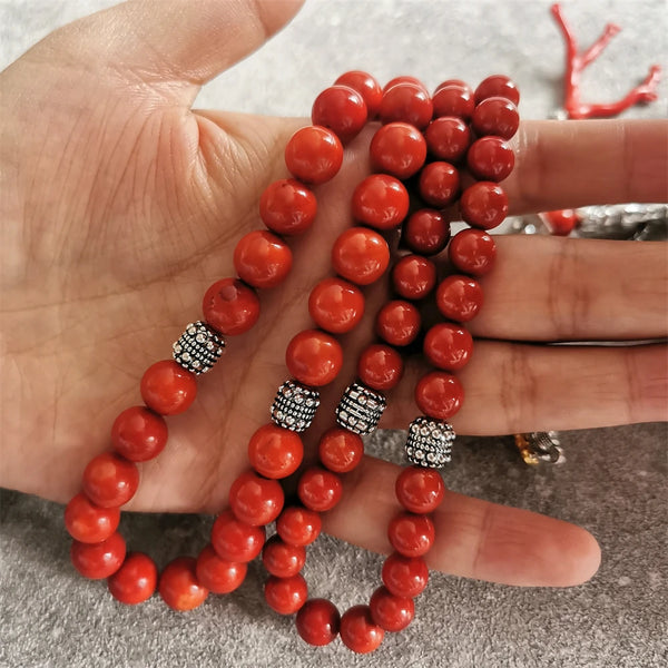 Orange Coral Prayer Beads-ToShay.org