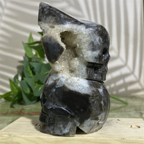 Green Moss Agate Double Skull-ToShay.org