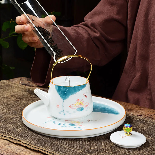 Glazed Porcelain Painted Teapot-ToShay.org