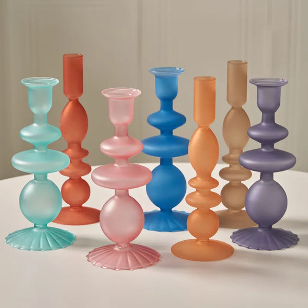 Glass Coloured Candlesticks-ToShay.org