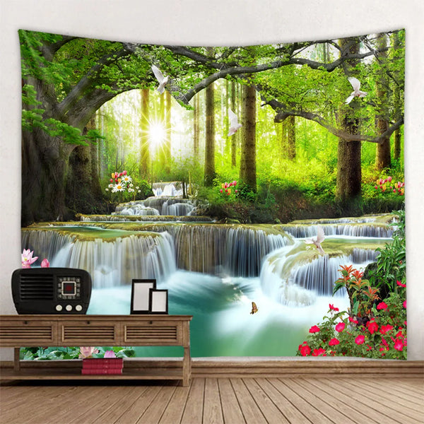 Forest Waterfall Tapestry-ToShay.org