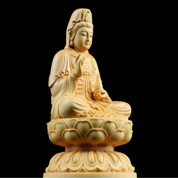 Wood Lotus Guanyin Buddha-ToShay.org