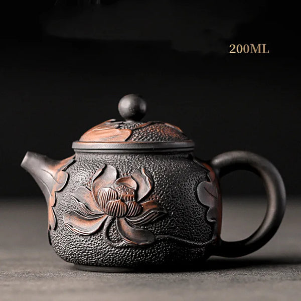 Purple Clay Embossed Teapot-ToShay.org