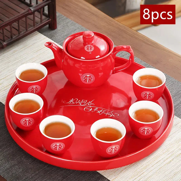 Red Ceramic Tea Sets-ToShay.org