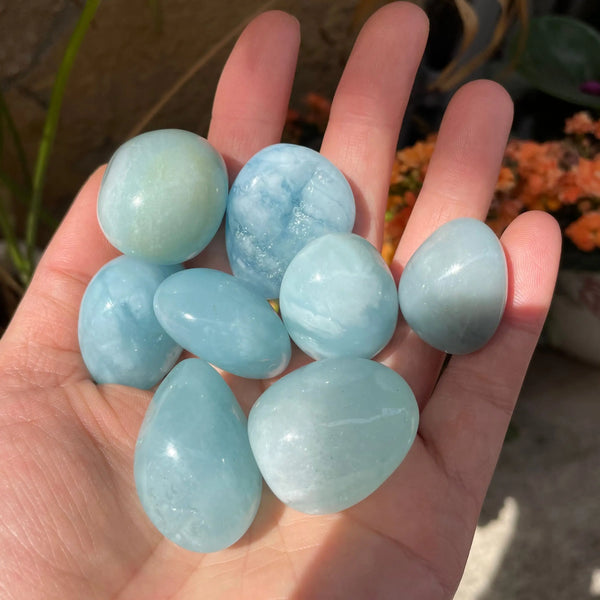 Blue Aquamarine Tumbled Stones-ToShay.org