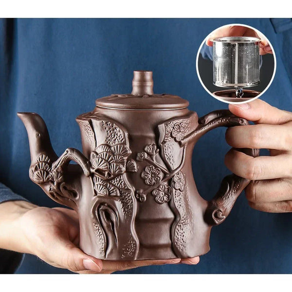 Yixing Clay Plum Stake Teapot-ToShay.org
