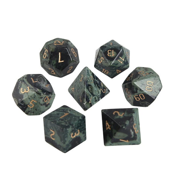 Green Kambaba Jasper Platonic Solid Dice-ToShay.org