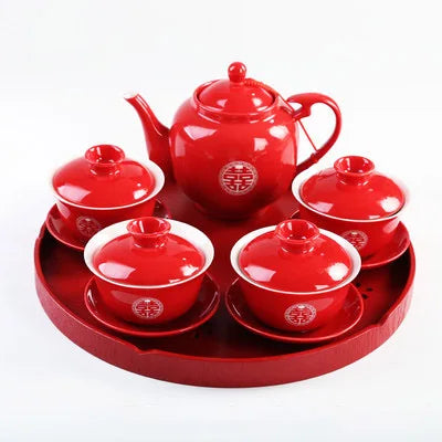 Red Gaiwan Tea Sets-ToShay.org