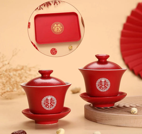 Red Ceramic Tea Bowls-ToShay.org