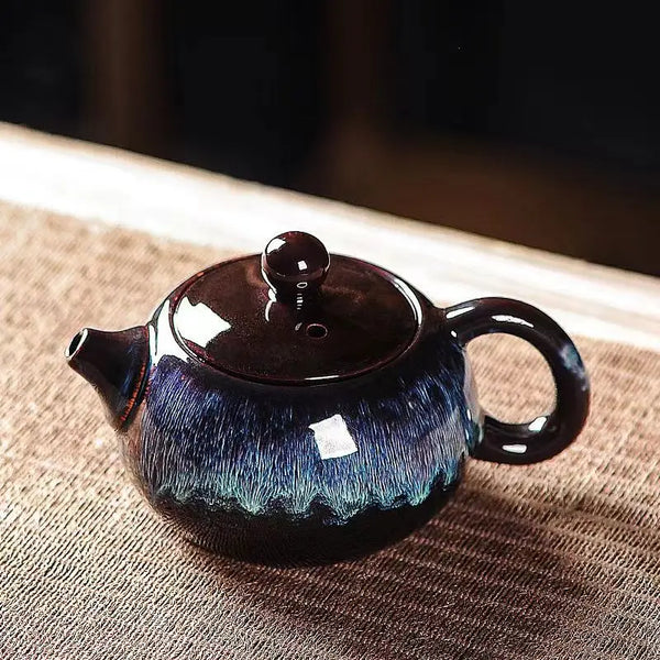 Blue Glazed Ceramic Teapot-ToShay.org