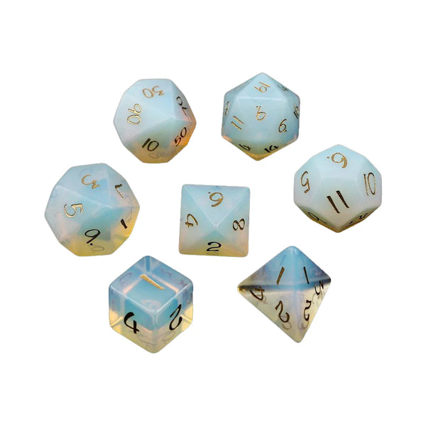 White Opalite Platonic Solid Dice-ToShay.org