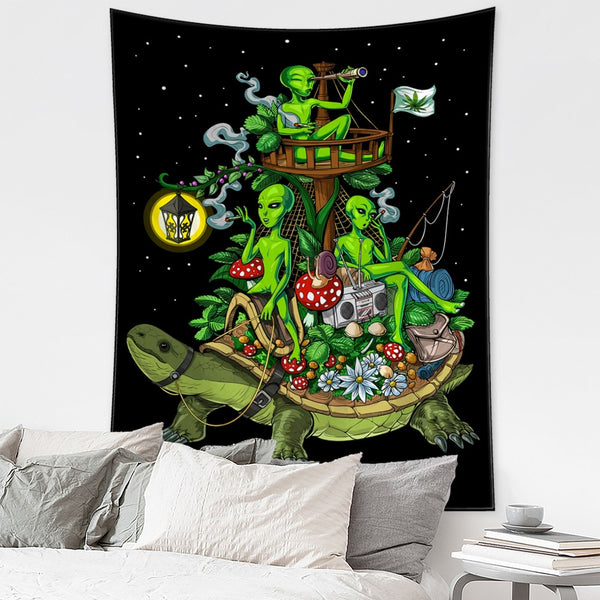 Mushroom Alien Tapestry-ToShay.org