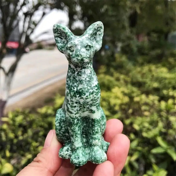 Green Leopard Print Stone Cat-ToShay.org