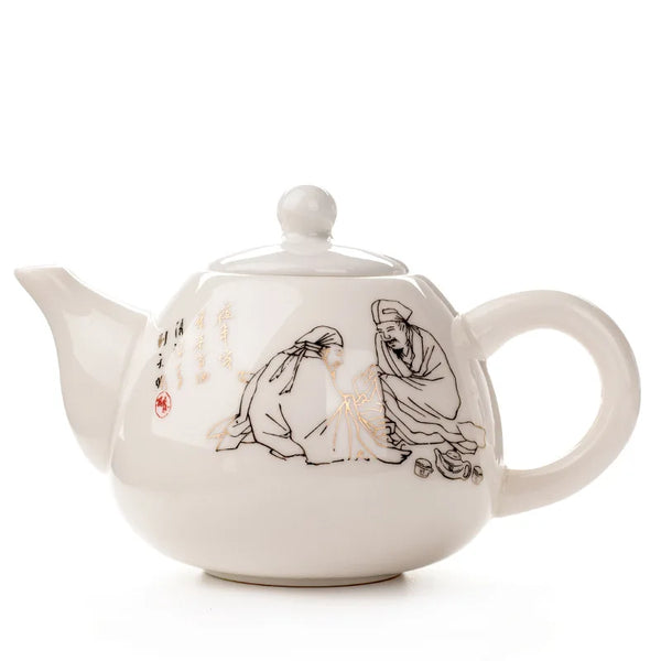 White Painted Ceramic Teapot-ToShay.org