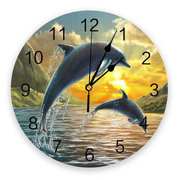 Sea Wave Dolphin Wall Clock-ToShay.org