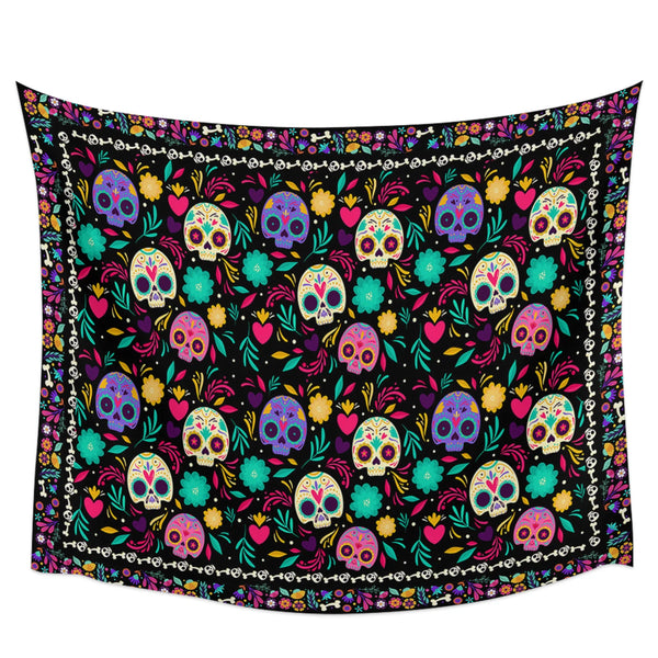 Black Skull Lace Tapestry-ToShay.org