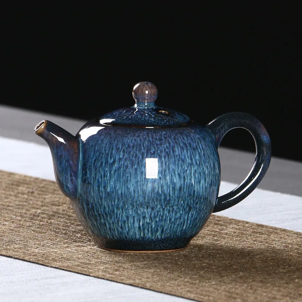 Blue Glazed Ceramic Tea Pot-ToShay.org