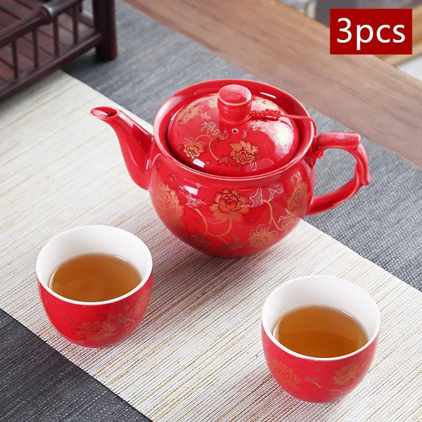 Red Ceramic Tea Sets-ToShay.org