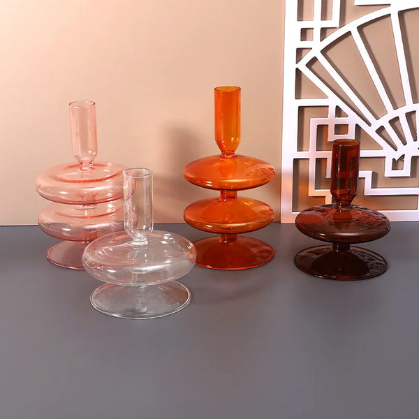 Glass Coloured Candlesticks-ToShay.org