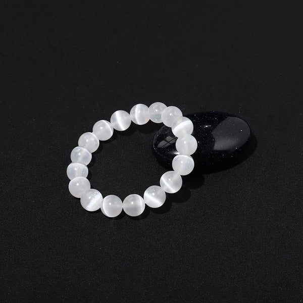 White Selenite Bead Bracelet-ToShay.org