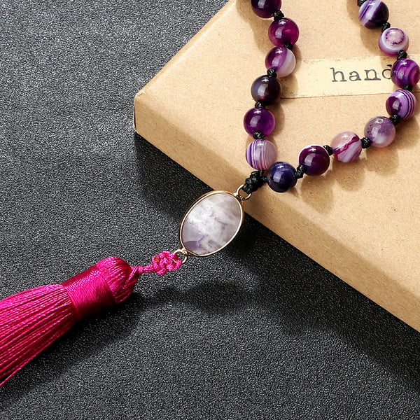 Purple Agate Mala Beads-ToShay.org