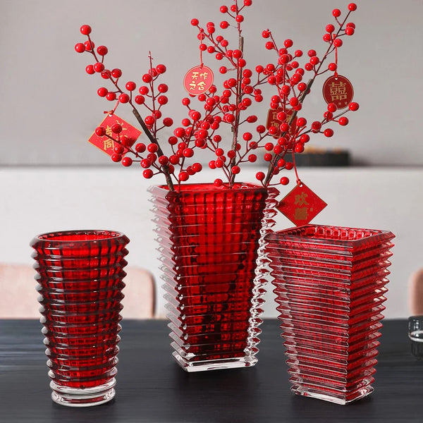 Red Crystal Glass Vase-ToShay.org