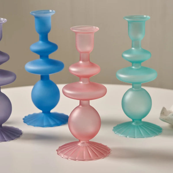 Glass Coloured Candlesticks-ToShay.org