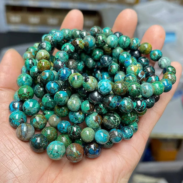 Green Azurite Bead Bracelet-ToShay.org