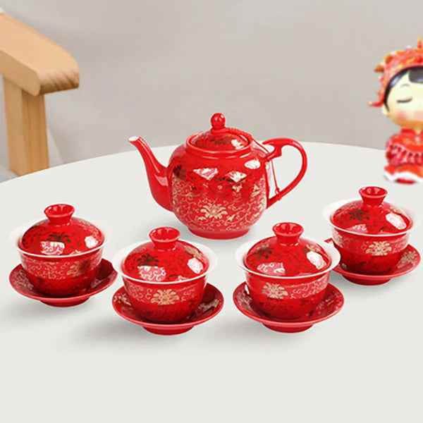 Red Gaiwan Tea Sets-ToShay.org