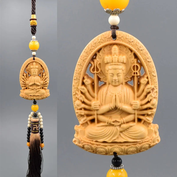 Wood Guanyin Buddha Pendant-ToShay.org