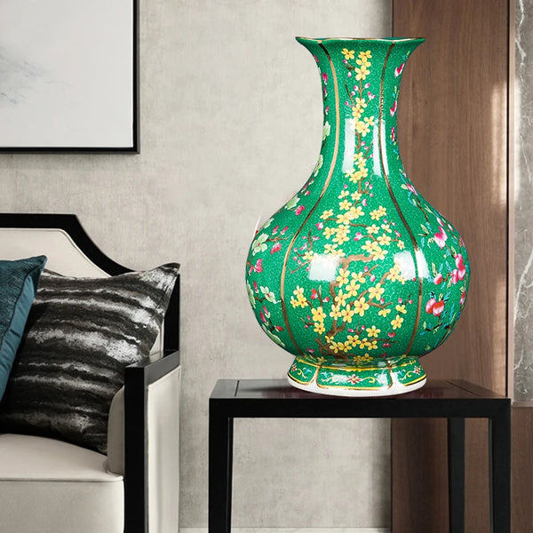 Green Enamel Ceramic Vase-ToShay.org