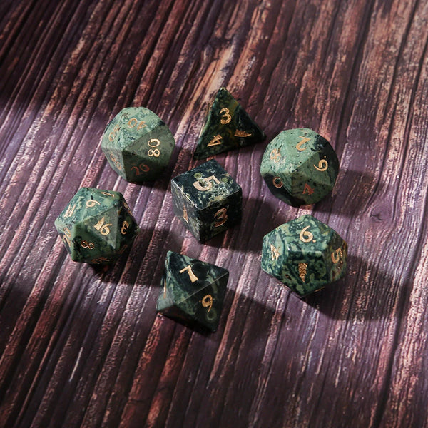 Green Kambaba Jasper Platonic Solid Dice-ToShay.org