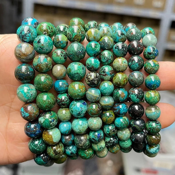 Green Azurite Bead Bracelet-ToShay.org