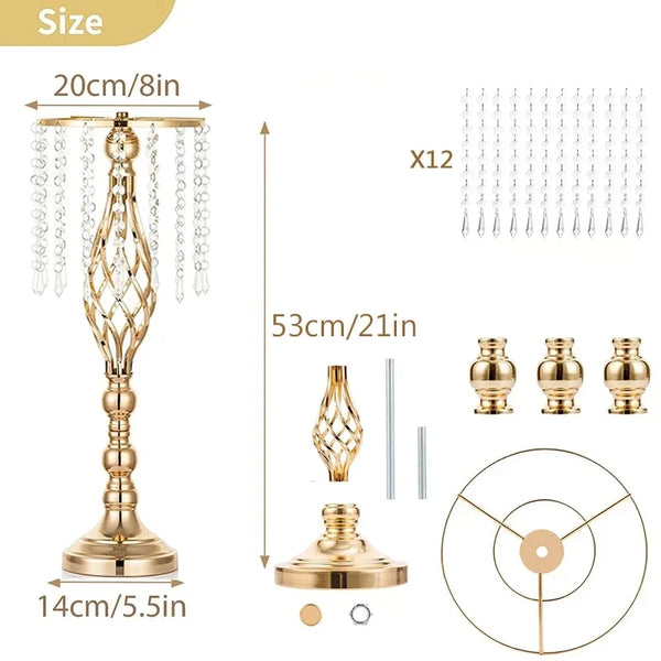 Gold Crystal Bead Flower Stand-ToShay.org