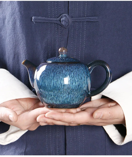 Blue Glazed Ceramic Tea Pot-ToShay.org